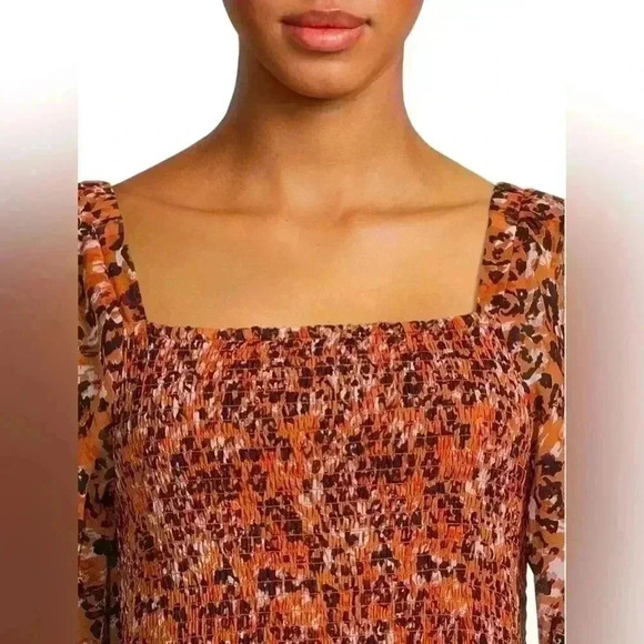 Beachlunchlounge Khaleesi Square Neck Leopard Print Midi Dress Size Large - Picture 12 of 12